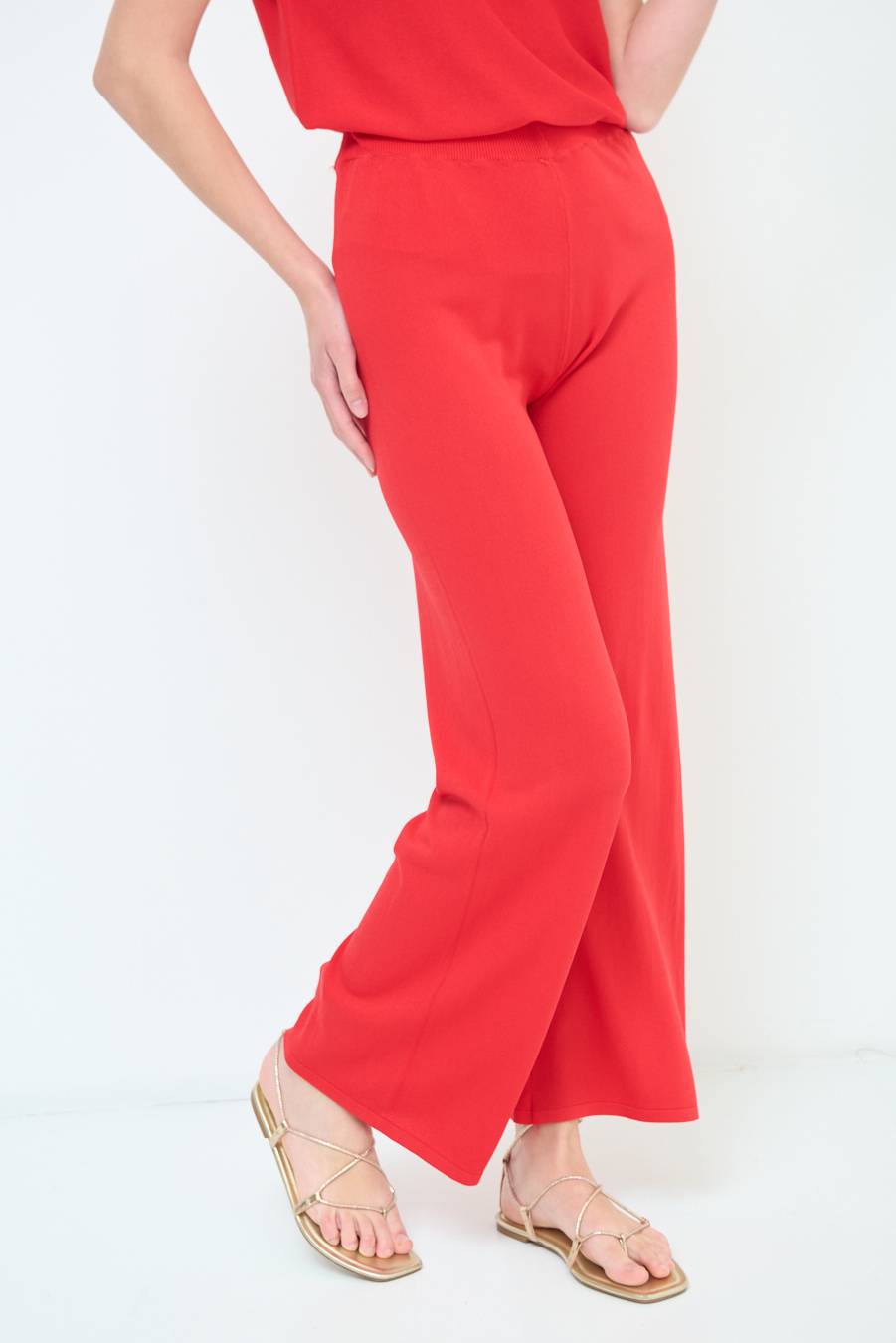 Kikisix PANTALONE PALAZZO MAGLIERIA ROSSO Promozione Limitata