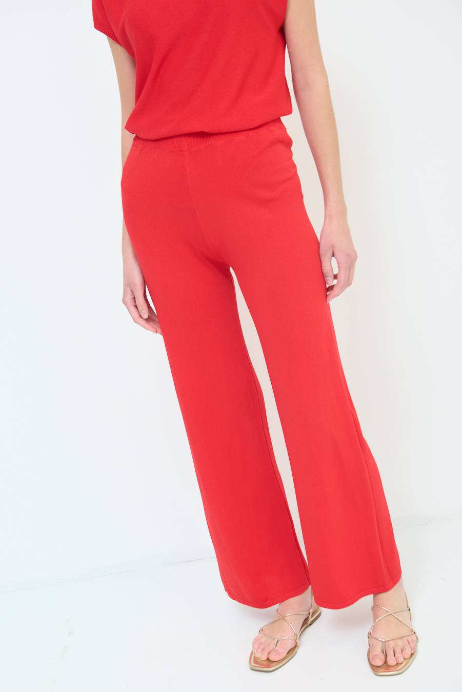 Kikisix PANTALONE PALAZZO MAGLIERIA ROSSO Promozione Limitata