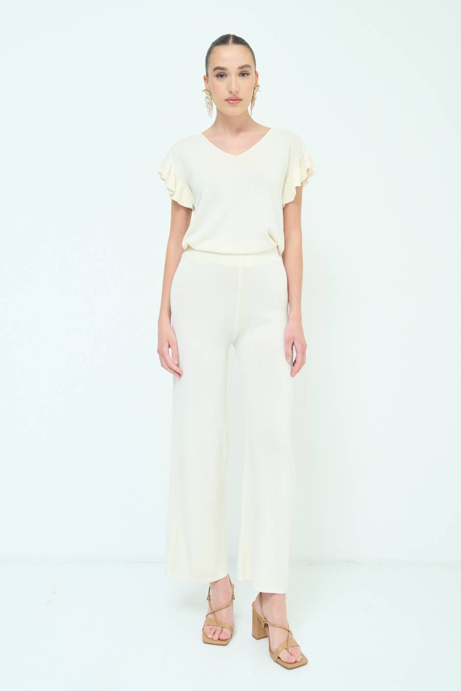 Kikisix PANTALONE PALAZZO MAGLIERIA BURRO Shopping Online