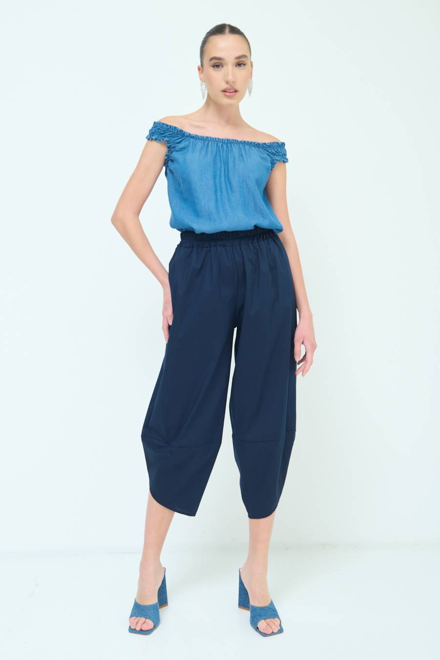 Kikisix PANTALONE OVER BLU Sottocosto