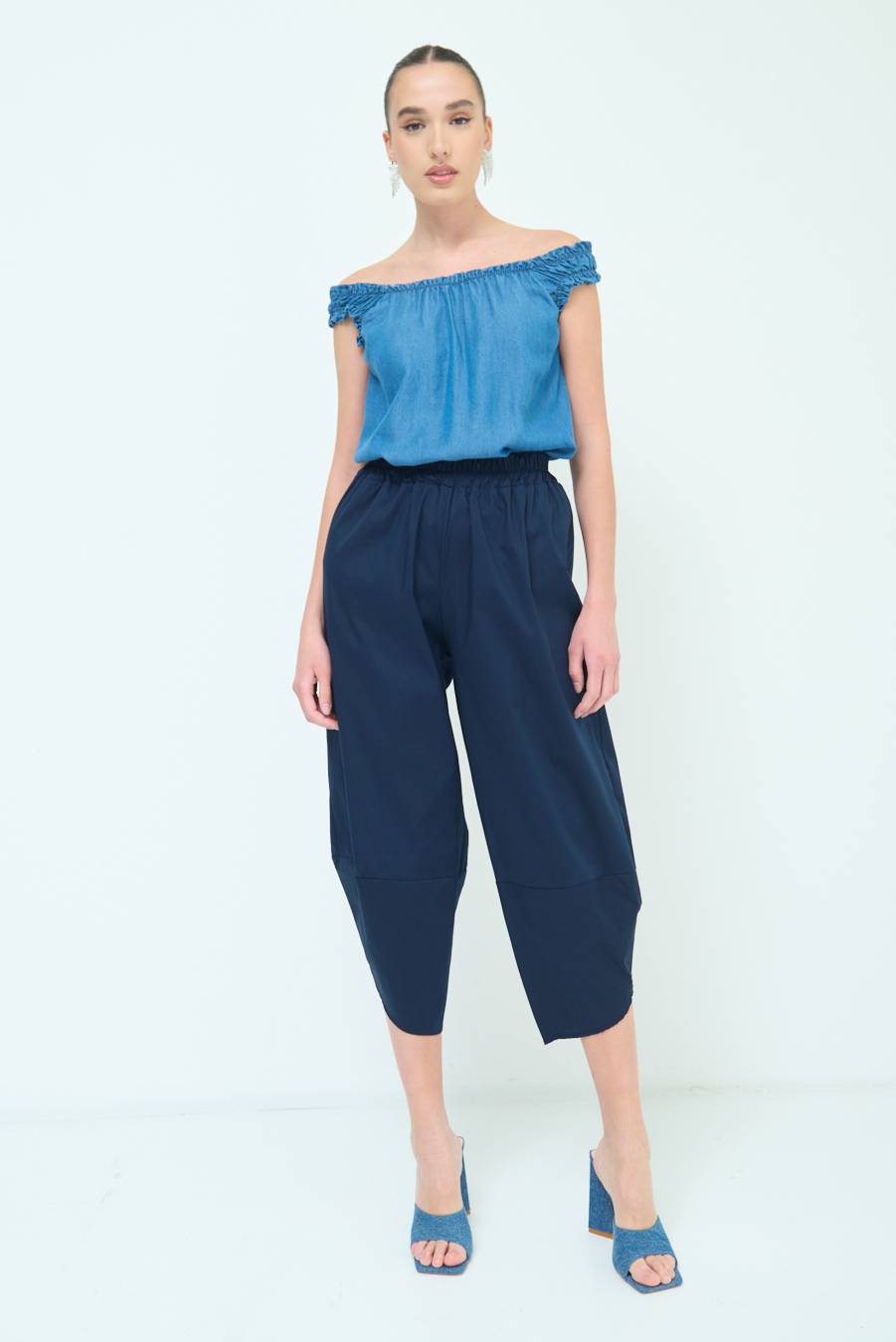 Kikisix PANTALONE OVER BLU Sottocosto