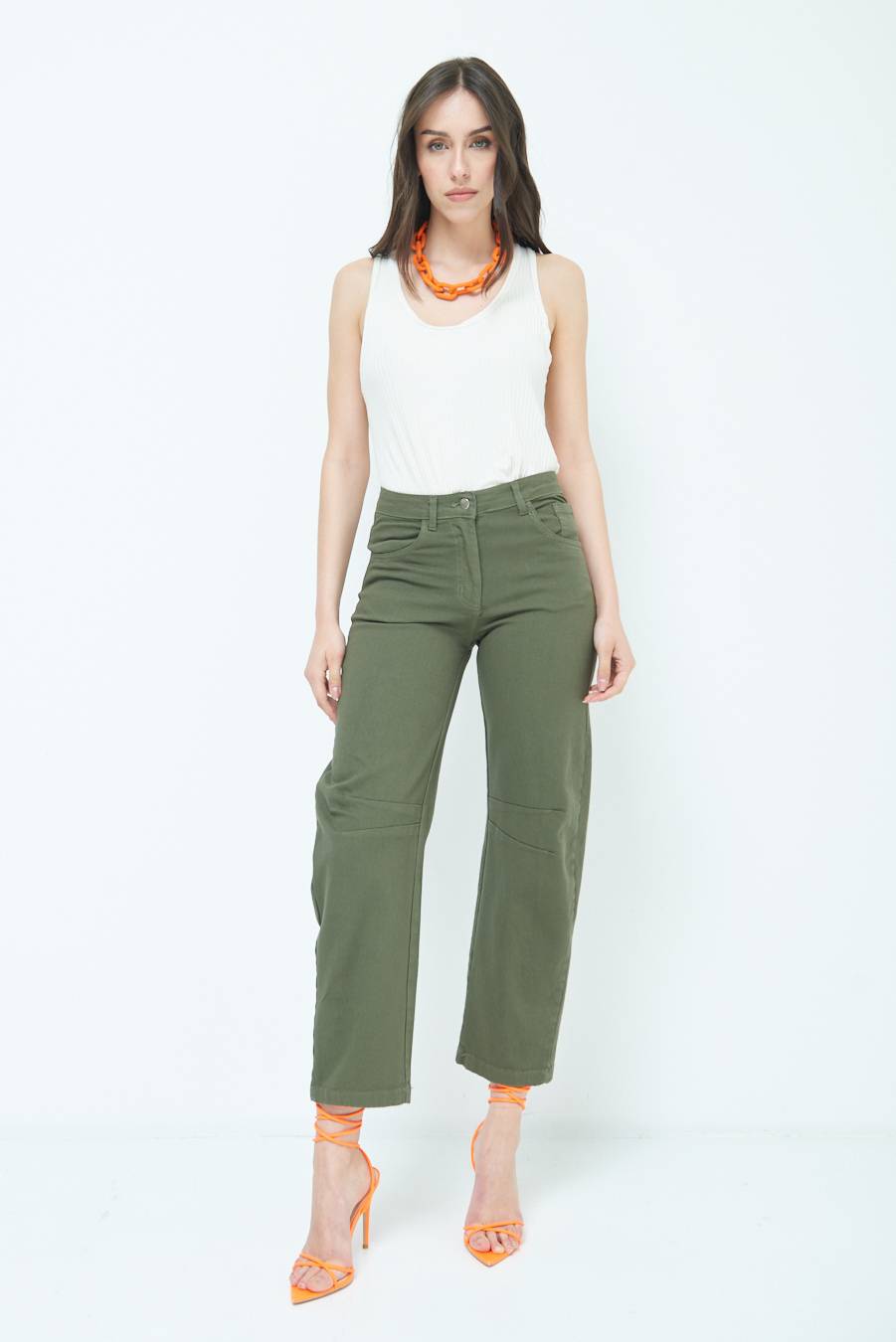 Kikisix PANTALONE LINEA UOVO VERDE MILITARE Presa
