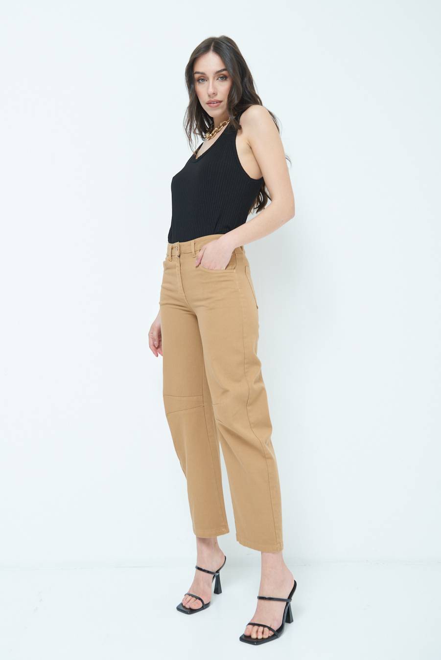 Kikisix PANTALONE LINEA UOVO CAMMELLO Super sconto