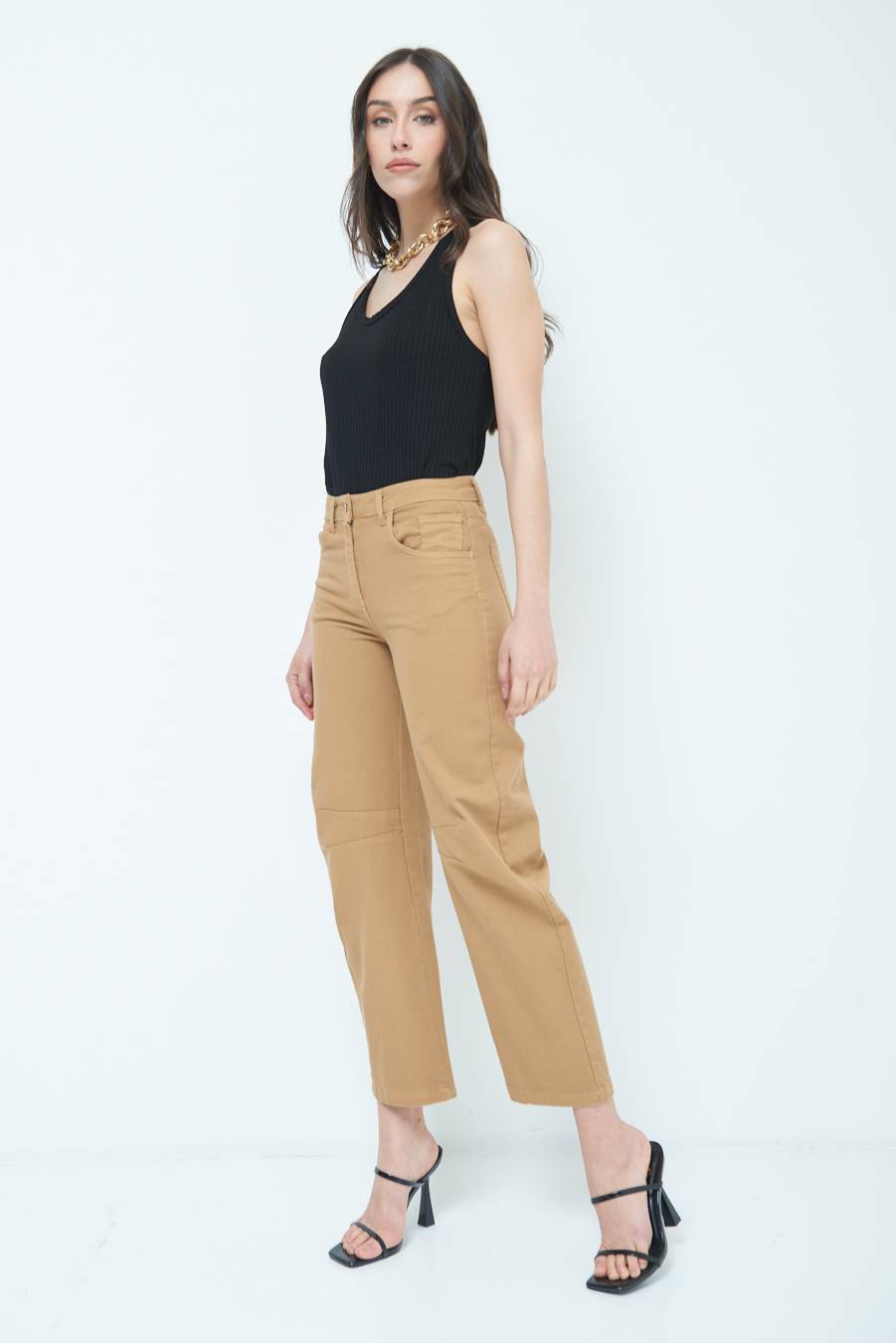 Kikisix PANTALONE LINEA UOVO CAMMELLO Super sconto