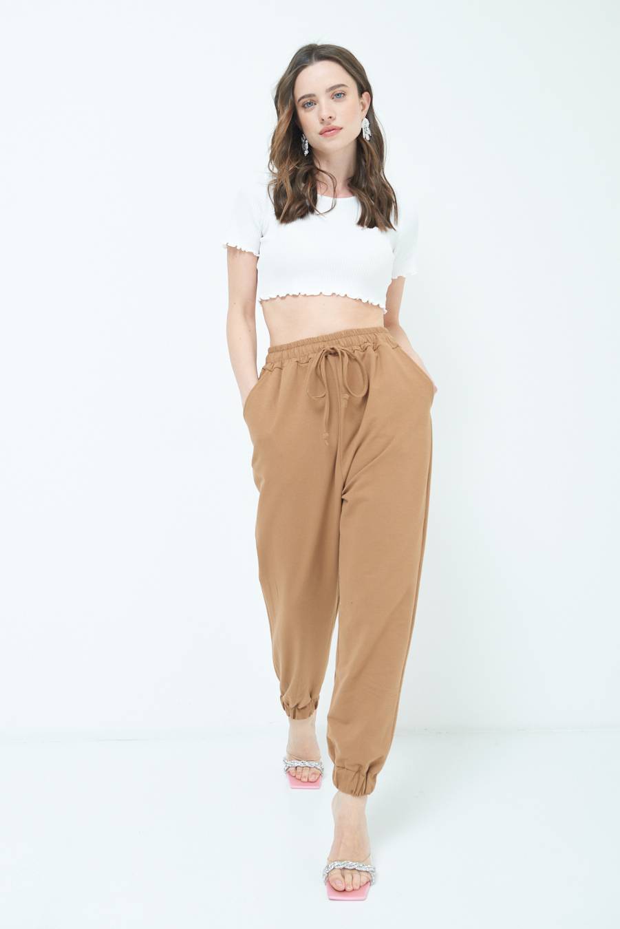 Kikisix PANTALONE TUTA TABACCO