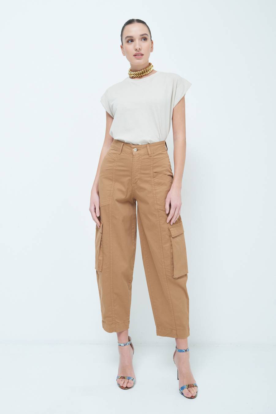 Kikisix PANTALONE TASCONI BEIGE Negozio