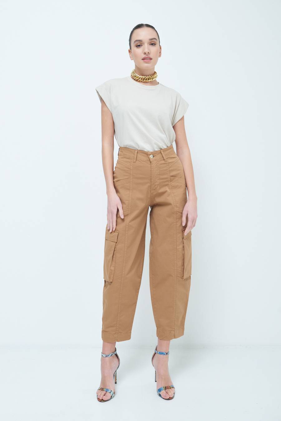 Kikisix PANTALONE TASCONI BEIGE Negozio