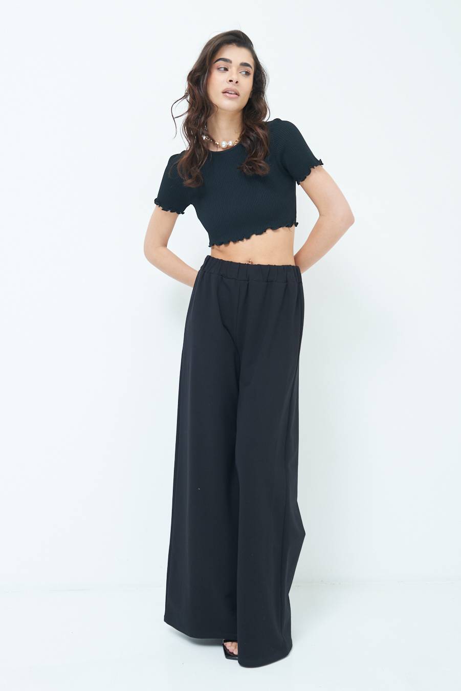 Kikisix PANTA PALAZZO NERO Moda
