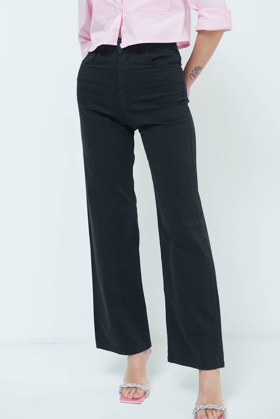 Kikisix PANTALONE PALAZZO NERO Nuovo