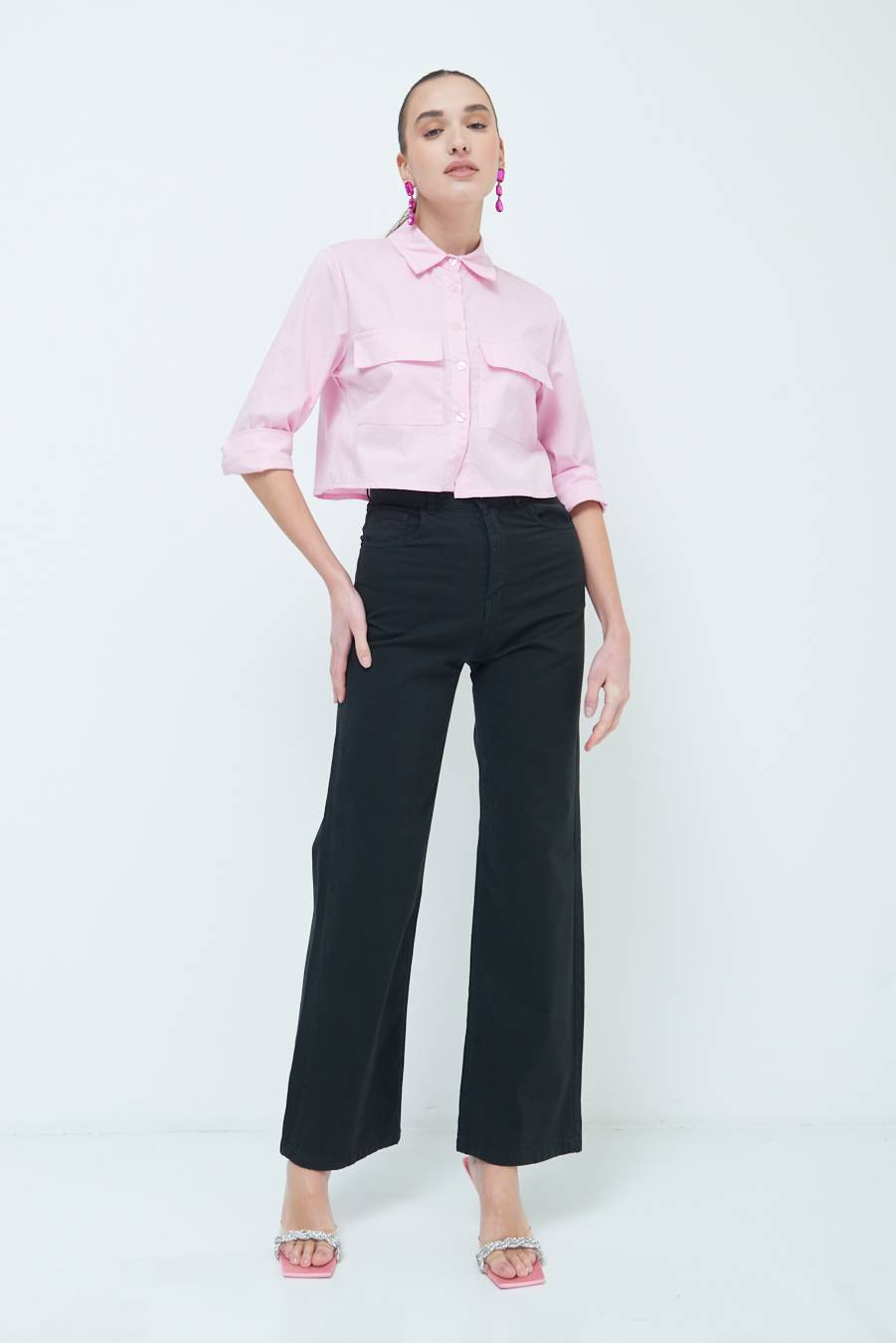 Kikisix PANTALONE PALAZZO NERO Nuovo