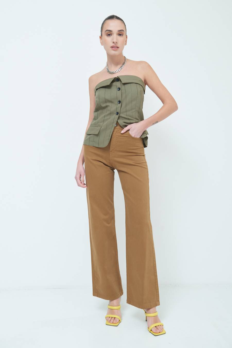 Kikisix PANTALONE PALAZZO BEIGE Qualità