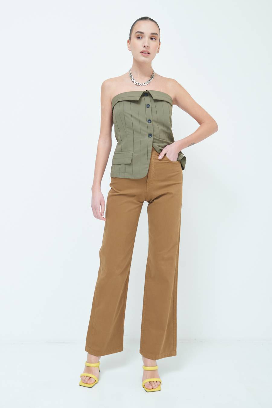 Kikisix PANTALONE PALAZZO BEIGE Qualità