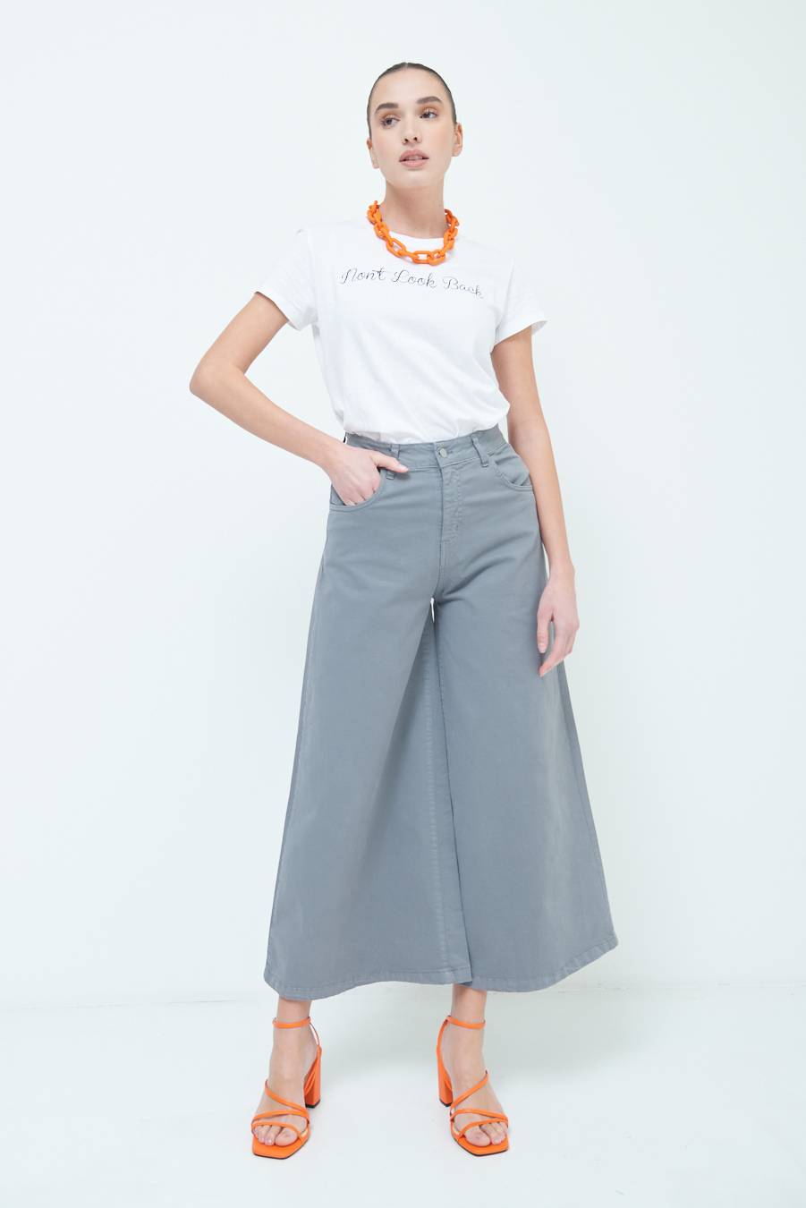 Kikisix PANTALONE/GONNA GABARDINA GRIGIO Qualità Garantita