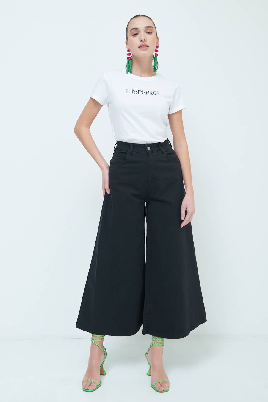 Kikisix PANTALONE/GONNA GABARDINA NERO Promozione
