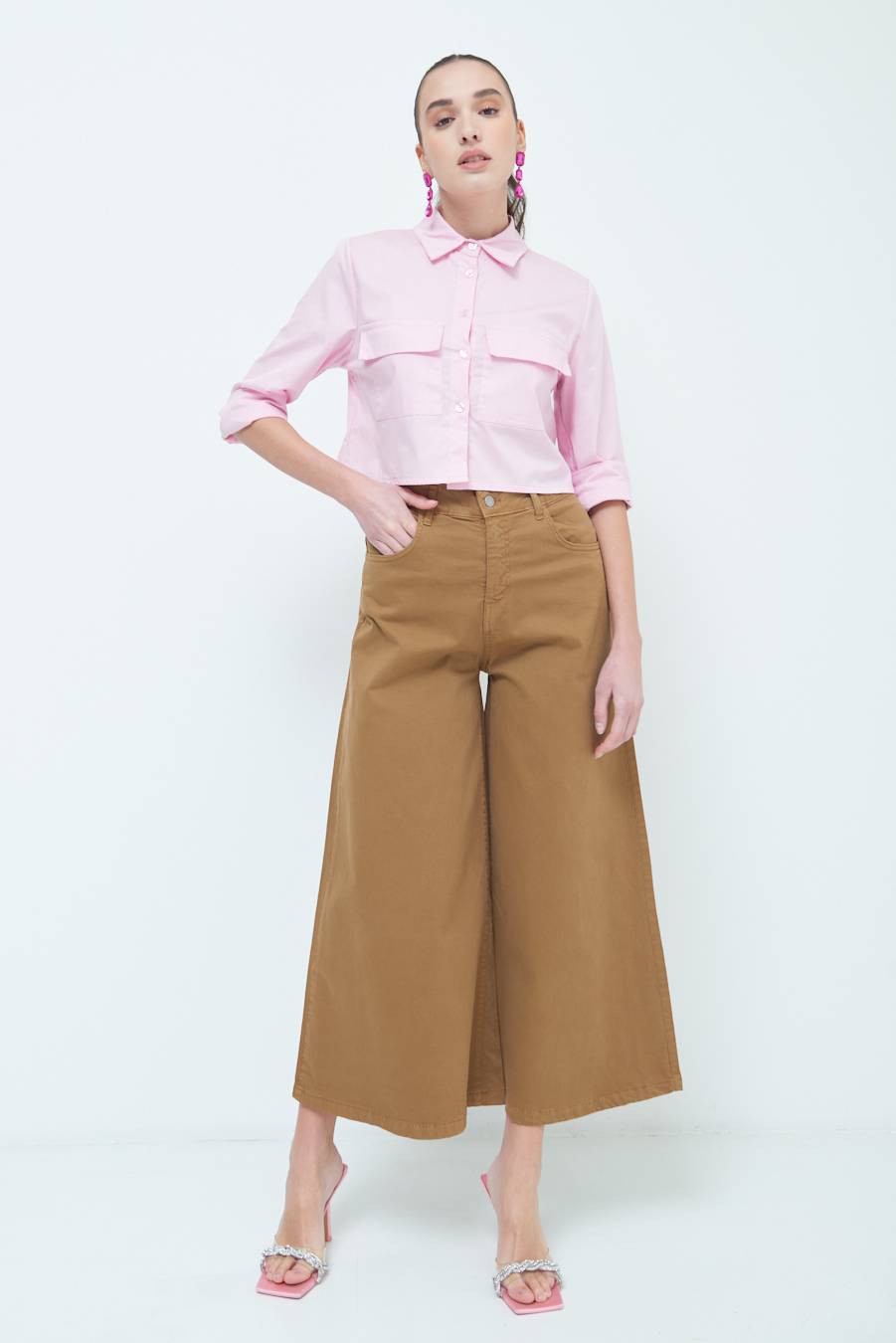Kikisix PANTALONE/GONNA GABARDINA BEIGE Spedizione Gratuita