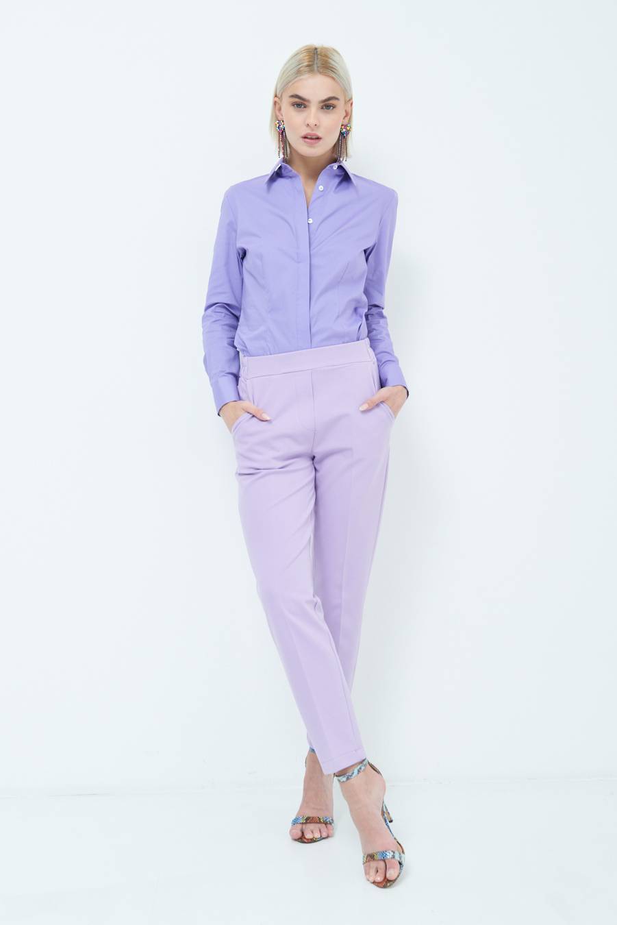 Kikisix PANTALONE SIGARETTA LILLA Pezzi Unici