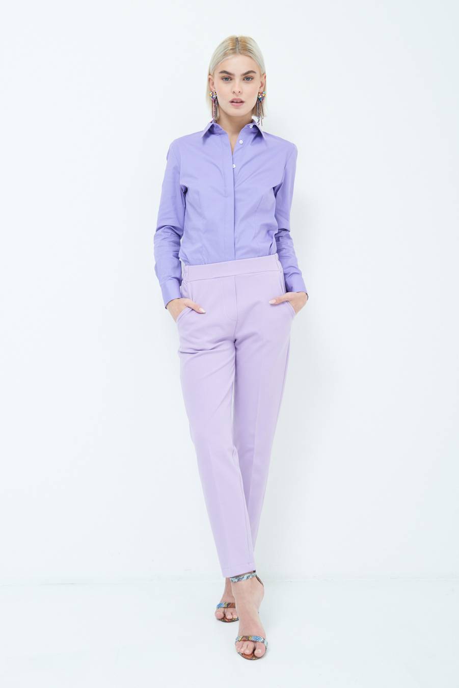 Kikisix PANTALONE SIGARETTA LILLA Pezzi Unici