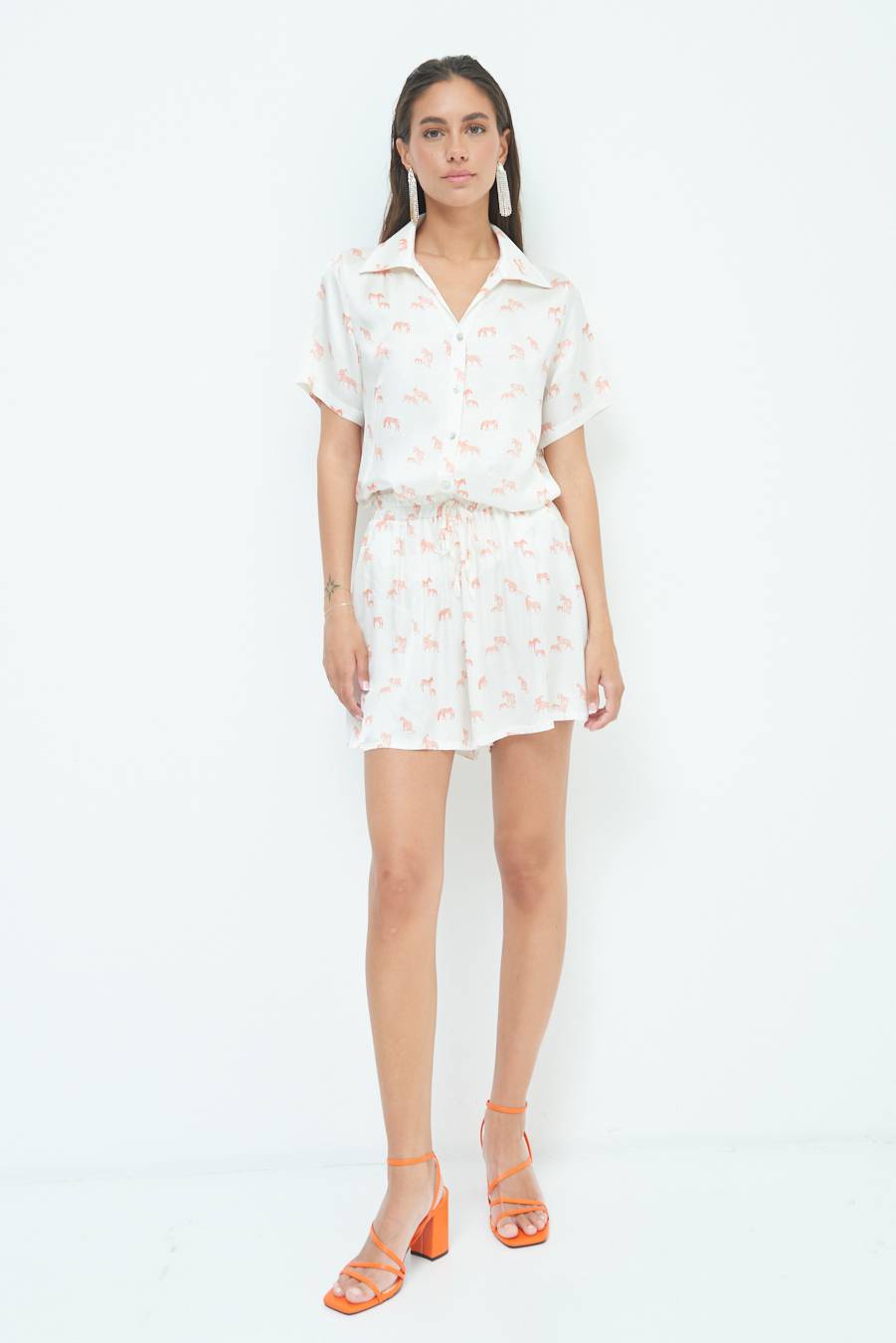 Kikisix SHORTS CON ELASTICO STAMPA ARANCIO Shopping Online