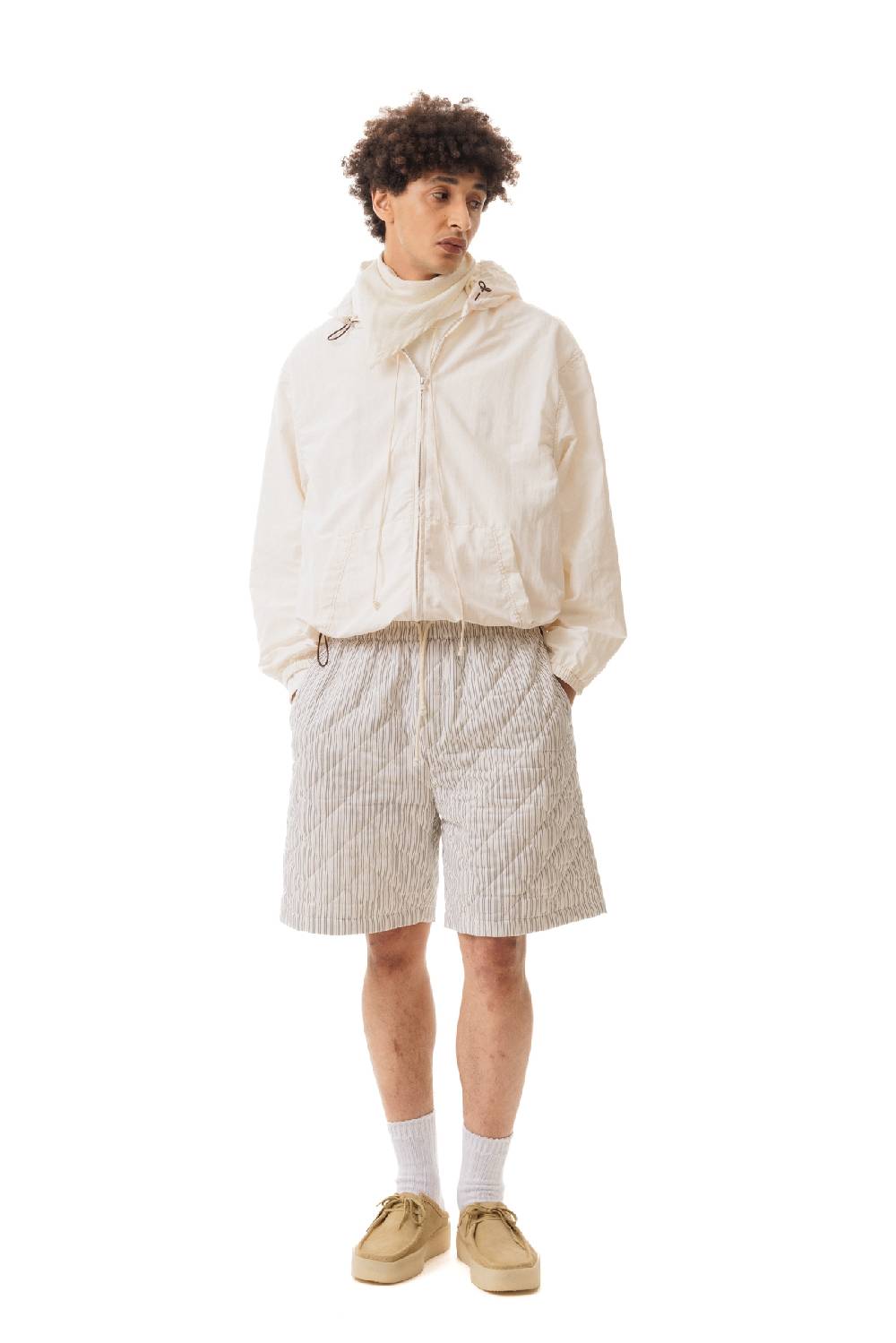 Lc23 Quilted Popeline Shorts Cream-Black Consegna Veloce