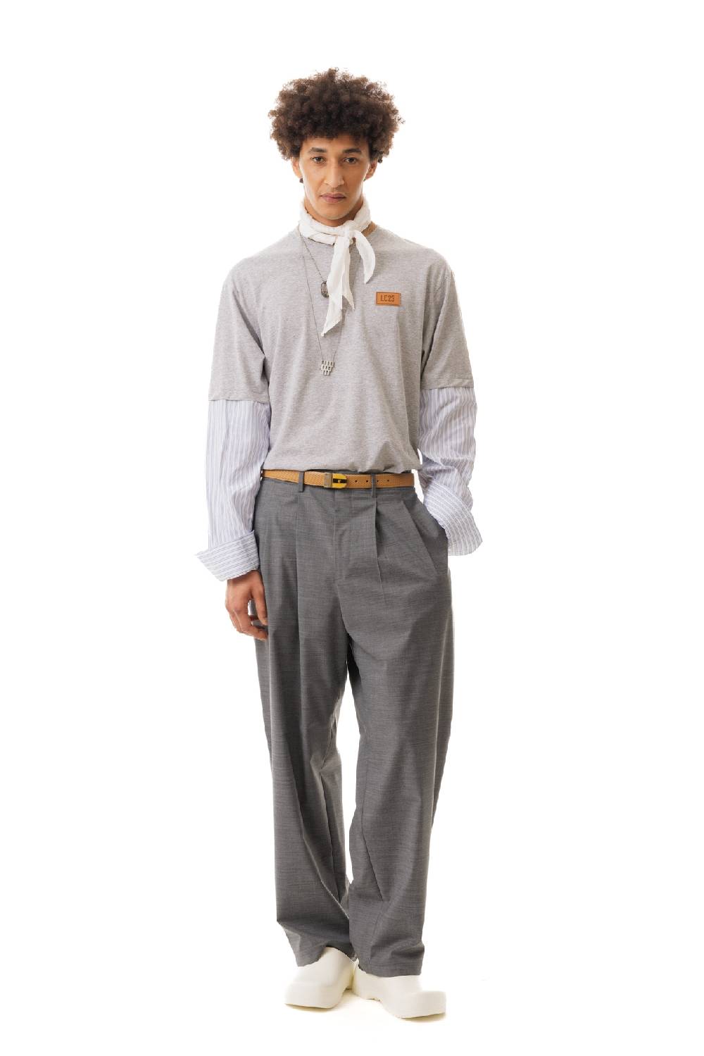 Lc23 Nylon-Wool Trousers Grey Convenienza