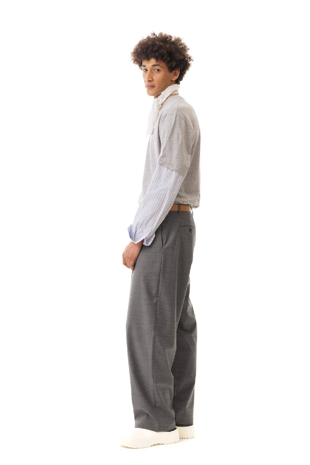 Lc23 Nylon-Wool Trousers Grey Convenienza