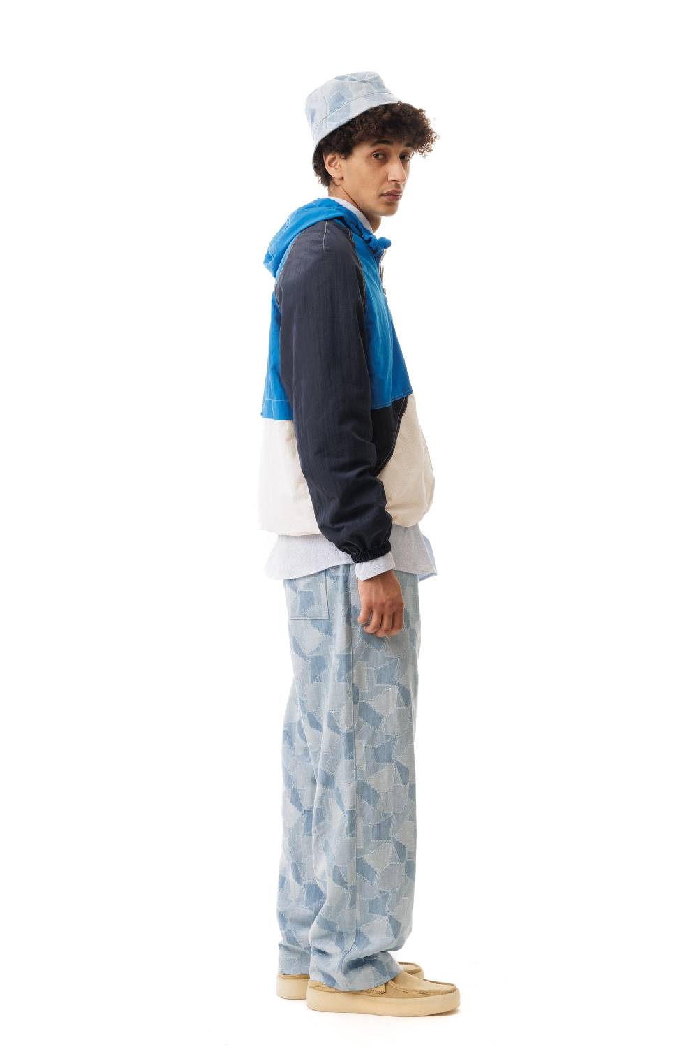 Lc23 Nylon Color-Block Hooded Jacket Blue Economico