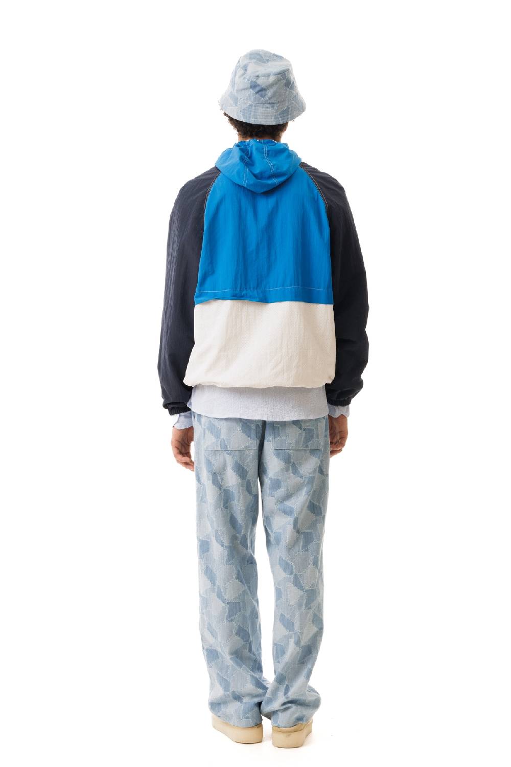 Lc23 Nylon Color-Block Hooded Jacket Blue Economico