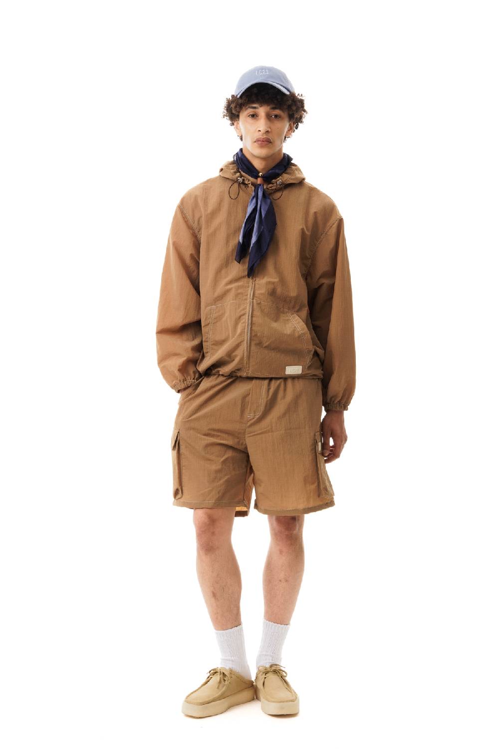 Lc23 Nylon Hooded Jacket Brown