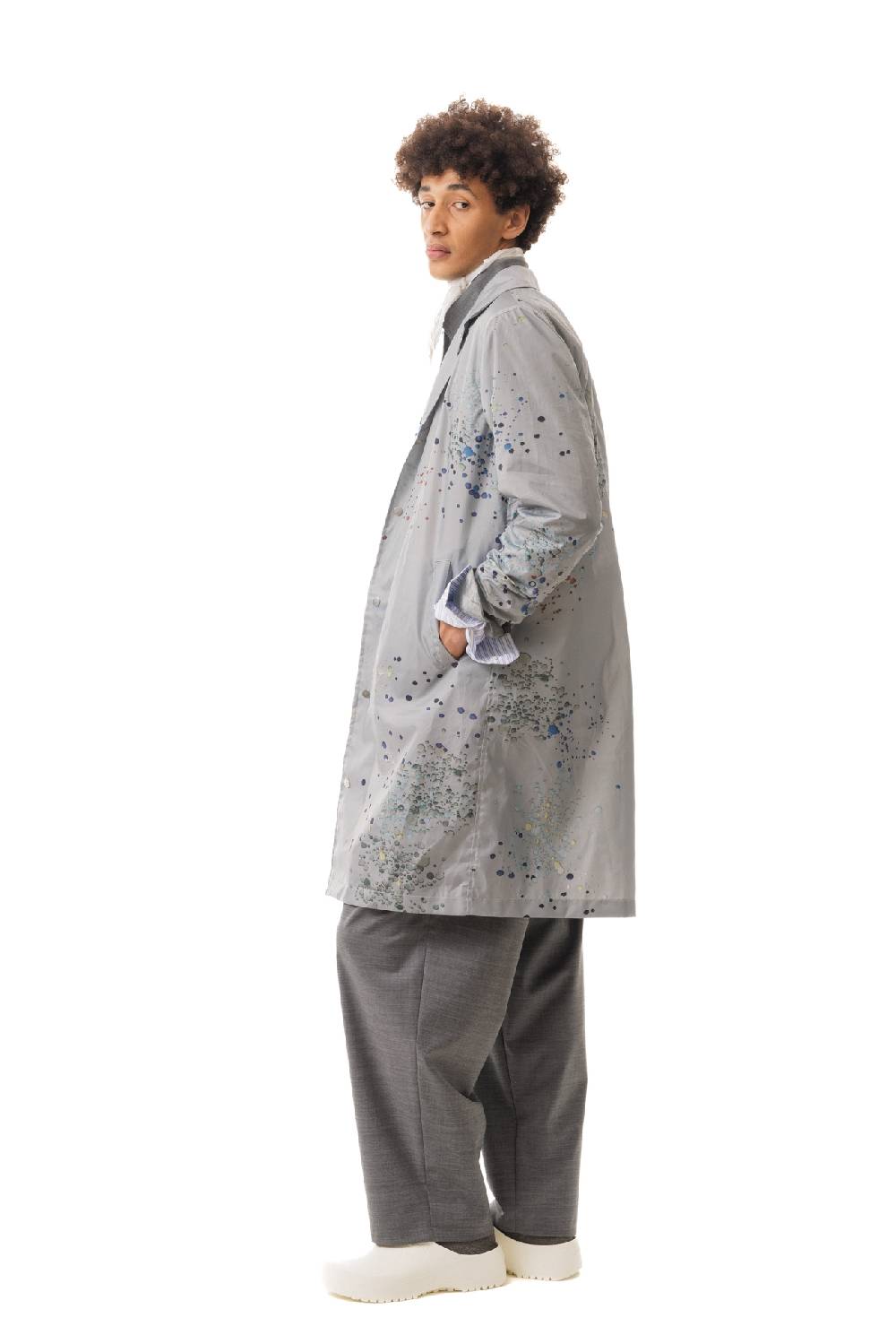 Lc23 Splash Printed Nylon Coat In Vendita