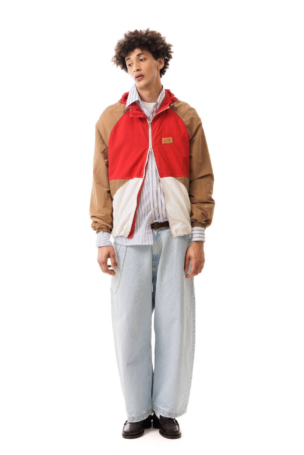 Lc23 Nylon Color-Block Hooded Jacket Red Offerte