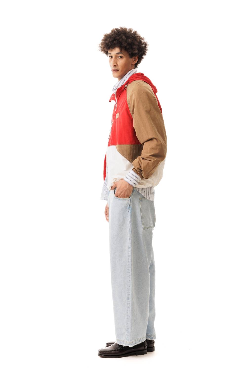 Lc23 Nylon Color-Block Hooded Jacket Red Offerte