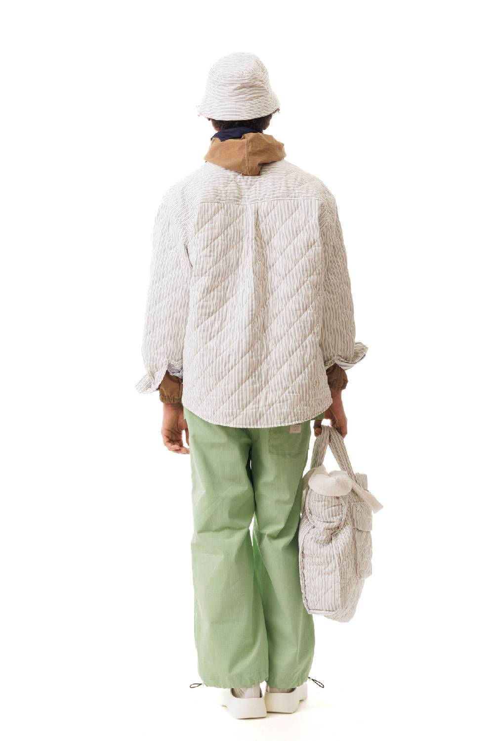 Lc23 Quilted Popeline Overshirt Cream-Black Vendita