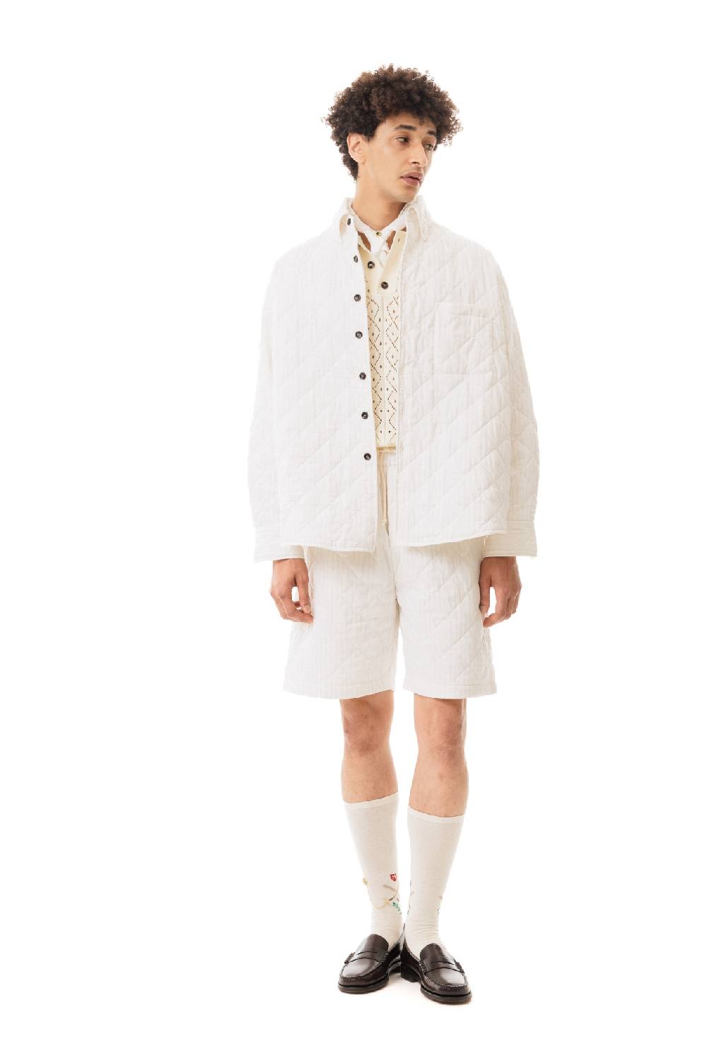 Lc23 Quilted Popeline Overshirt Cream Soddisfazione Garantita
