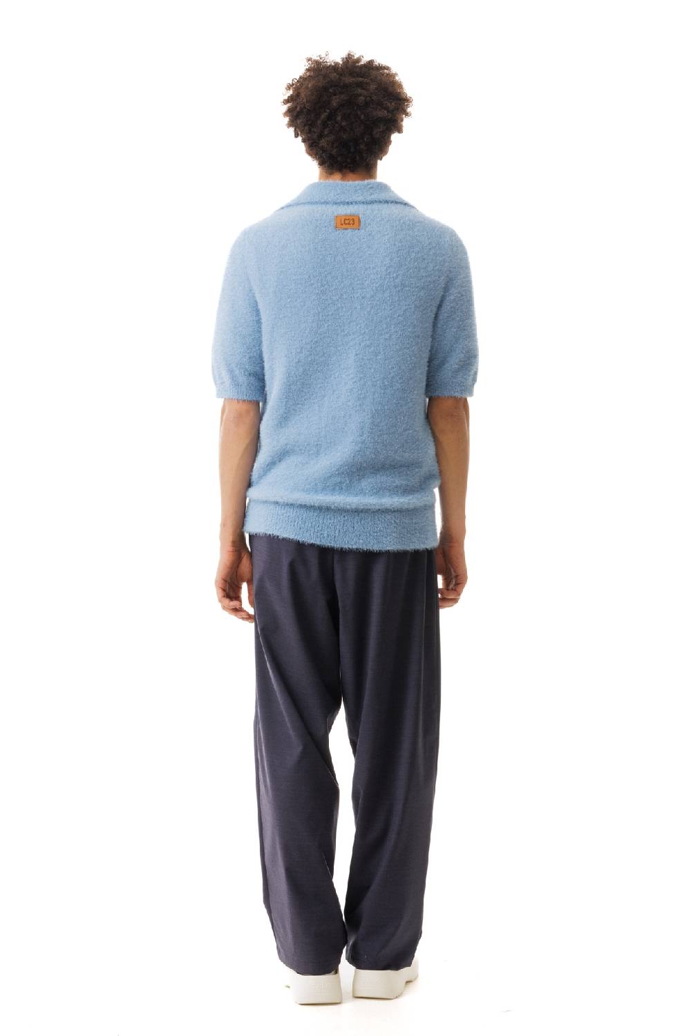 Lc23 Hairy Polo Sweater Blue Shopping Online