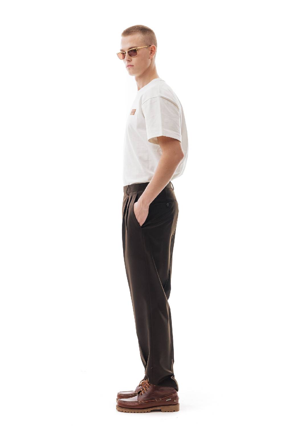 Lc23 Flannel Dark Brown Trousers Qualità