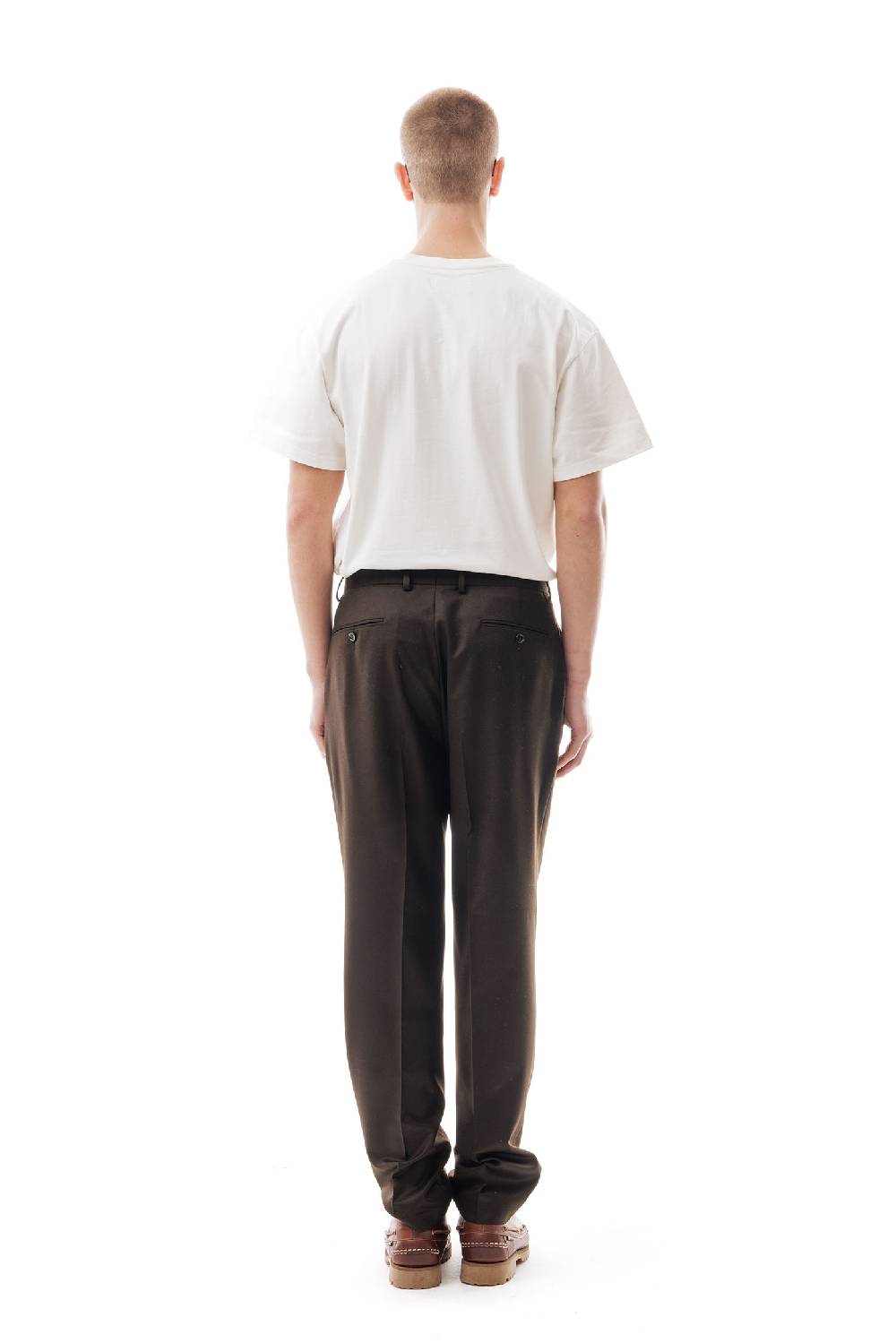 Lc23 Flannel Dark Brown Trousers Qualità