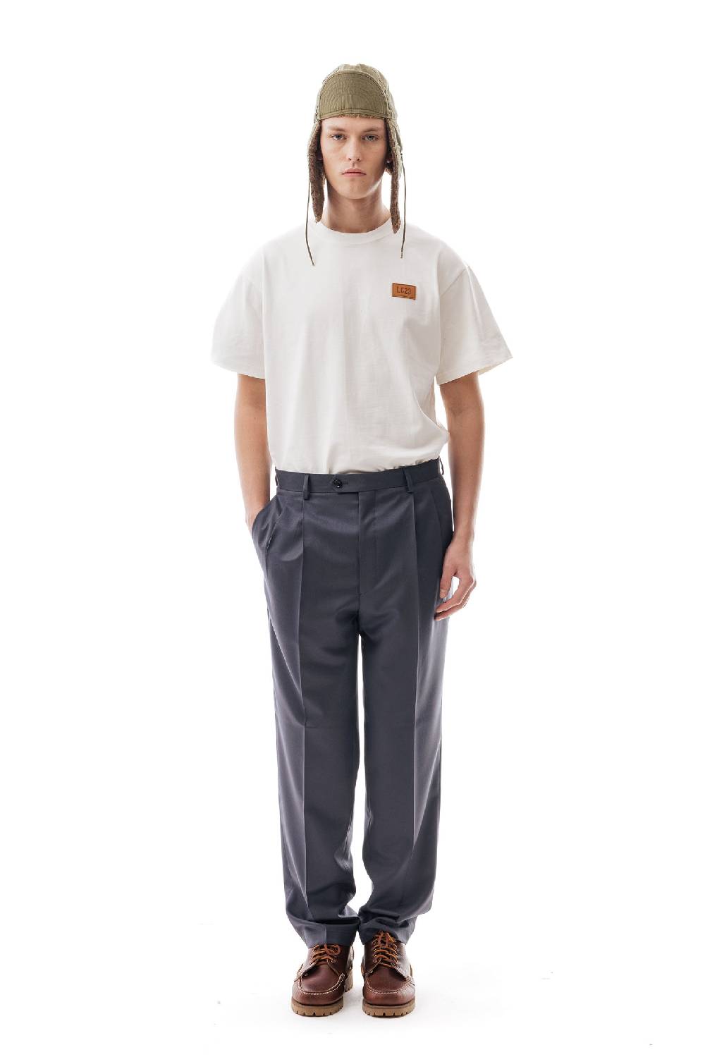 Lc23 Flannel Dark Grey Trousers Promozione
