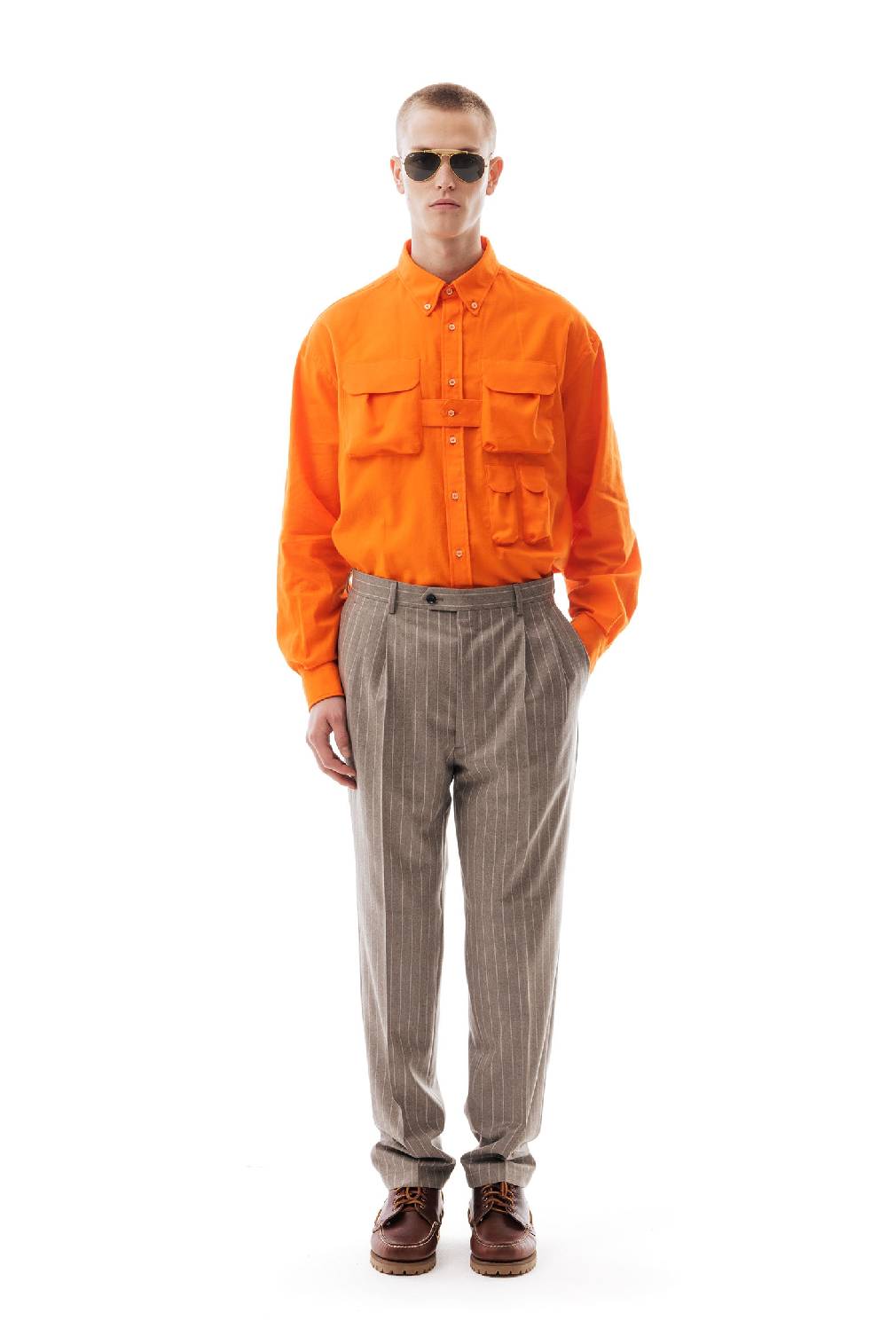 Lc23 Gessato Beige Trousers Spedizione Gratuita