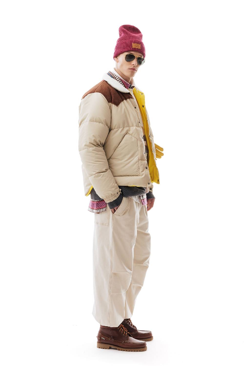 Lc23 Paneled Down Jacket Beige Affare Del Giorno