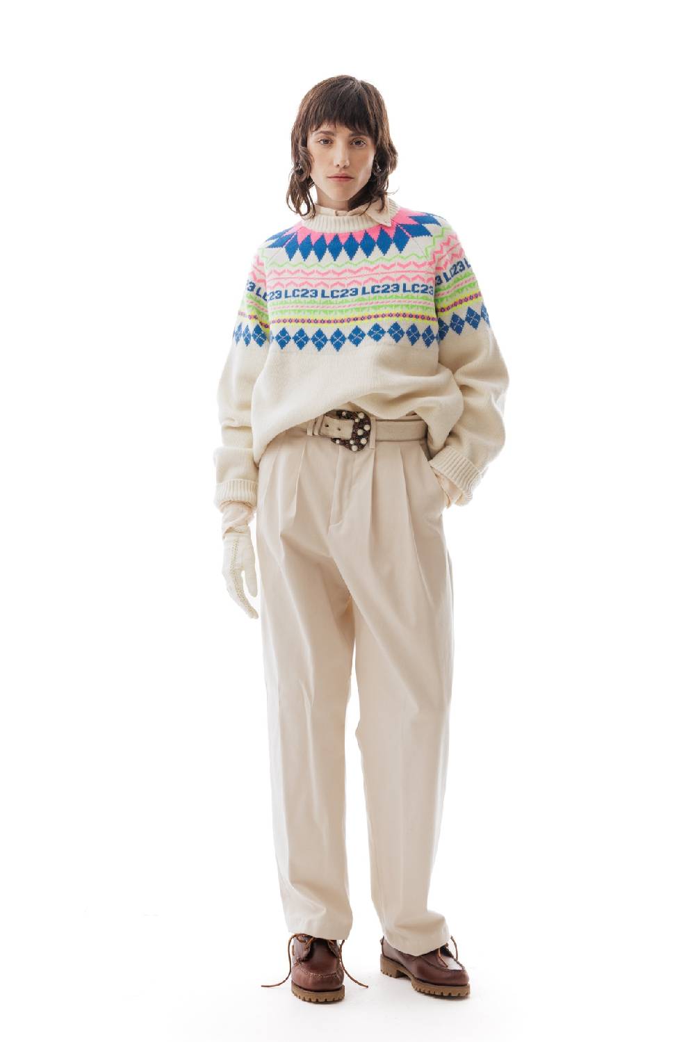 Lc23 LC23 Norvegian Sweater Cream Hotsell