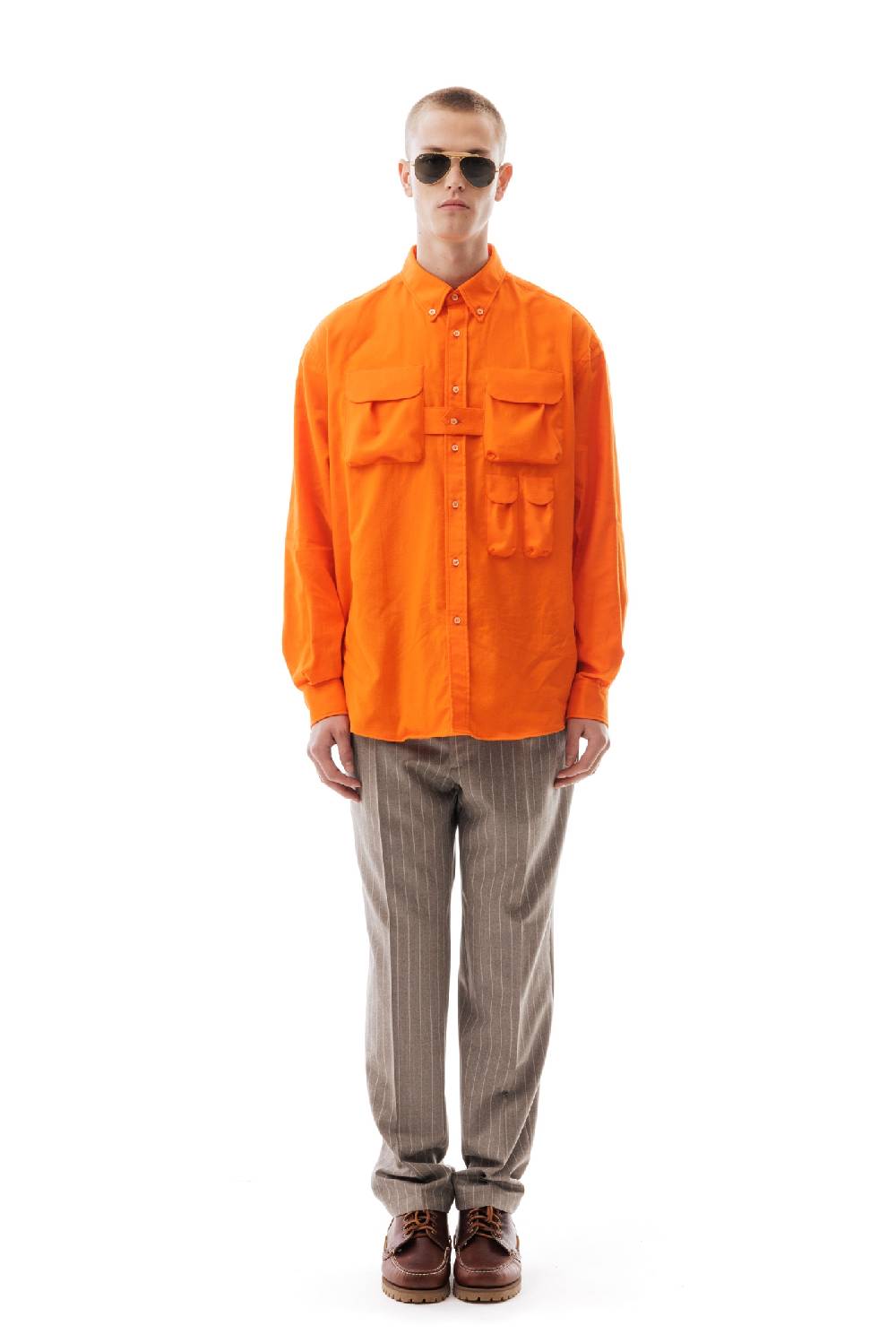 Lc23 Flannel Multipocket Shirt Orange Nuova