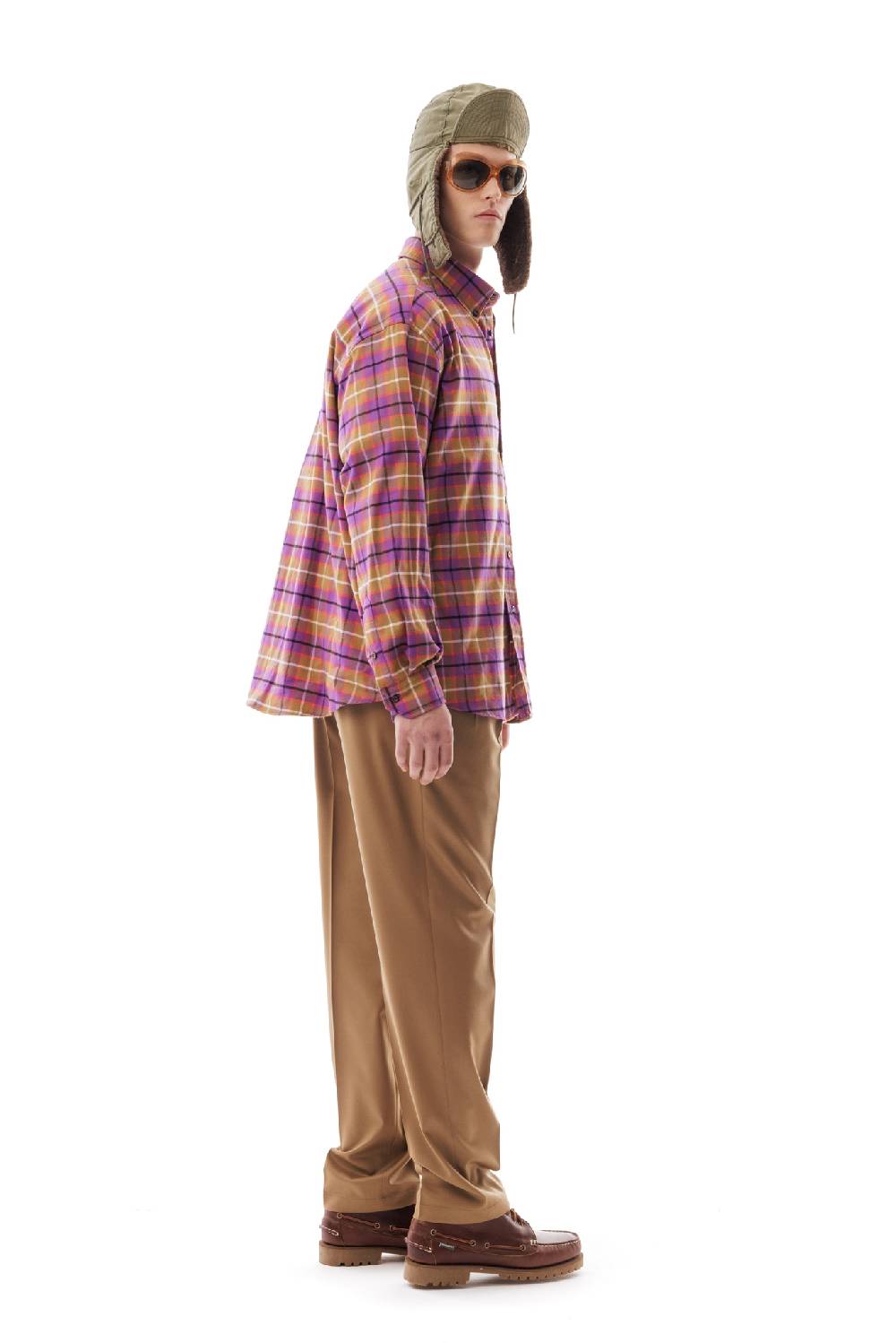 Lc23 Flannel Check Shirt Camel/Purple Italy