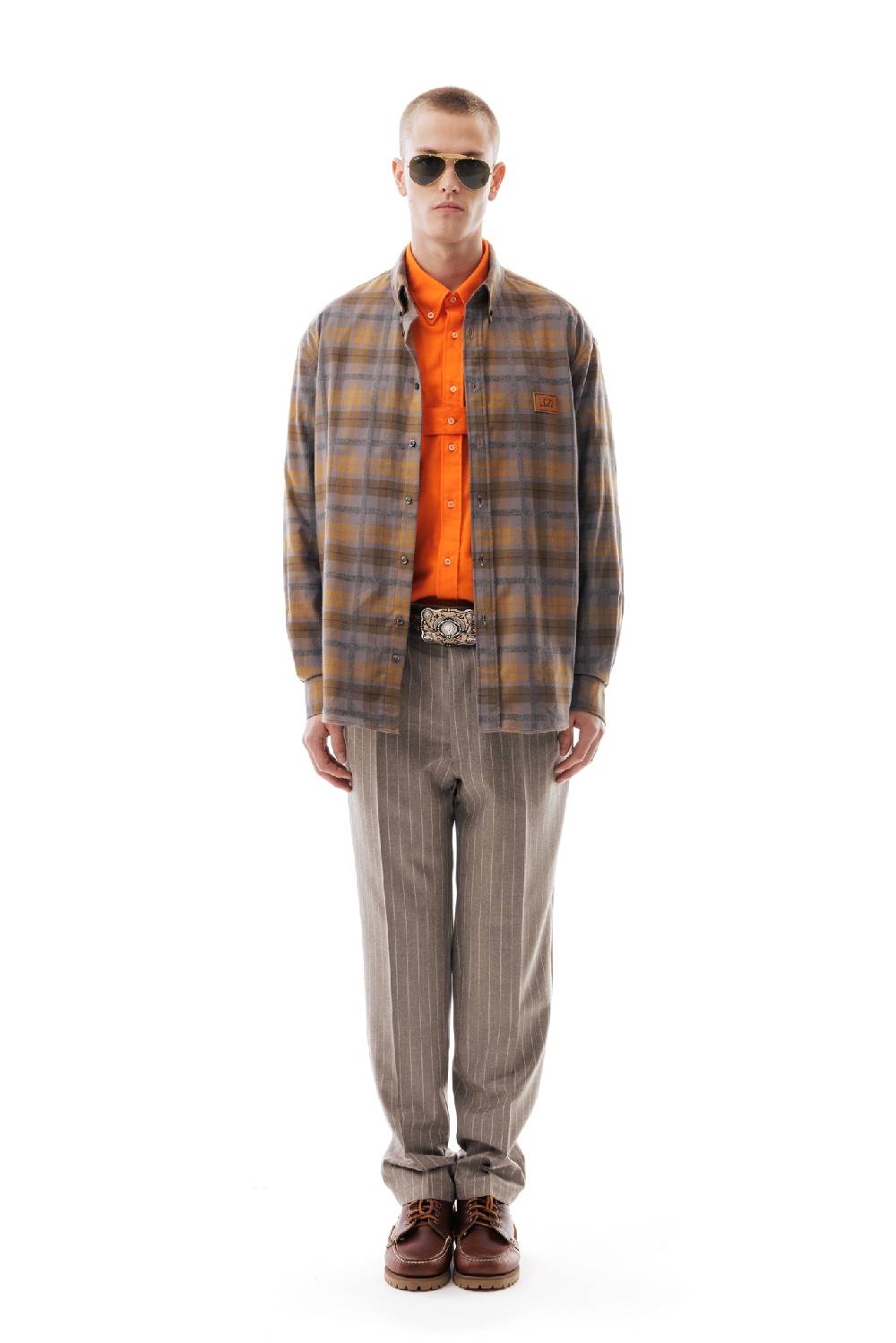 Lc23 Flannel Check Shirt Grey/Camel