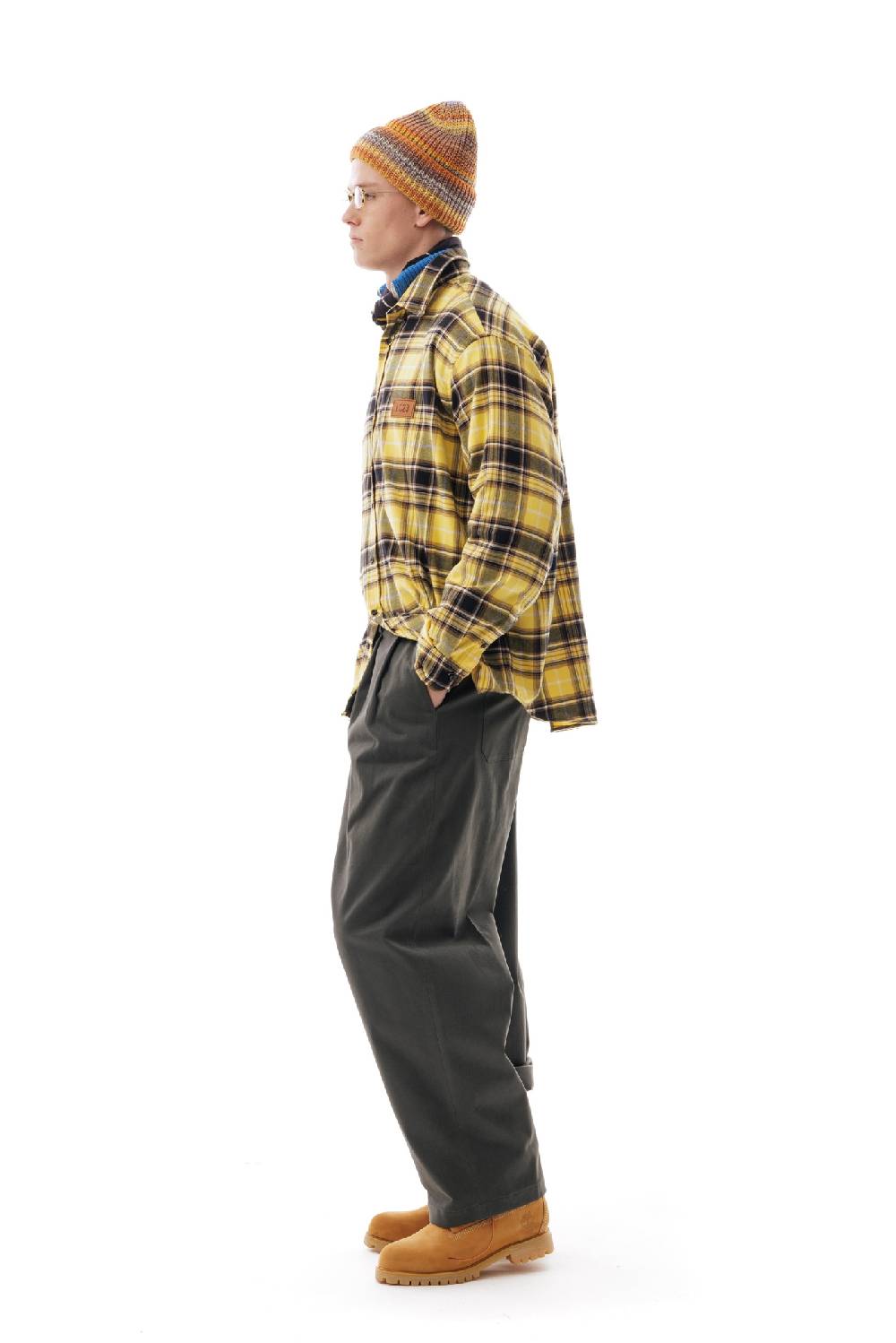 Lc23 Flannel Check Shirt Yellow/Grey In Linea