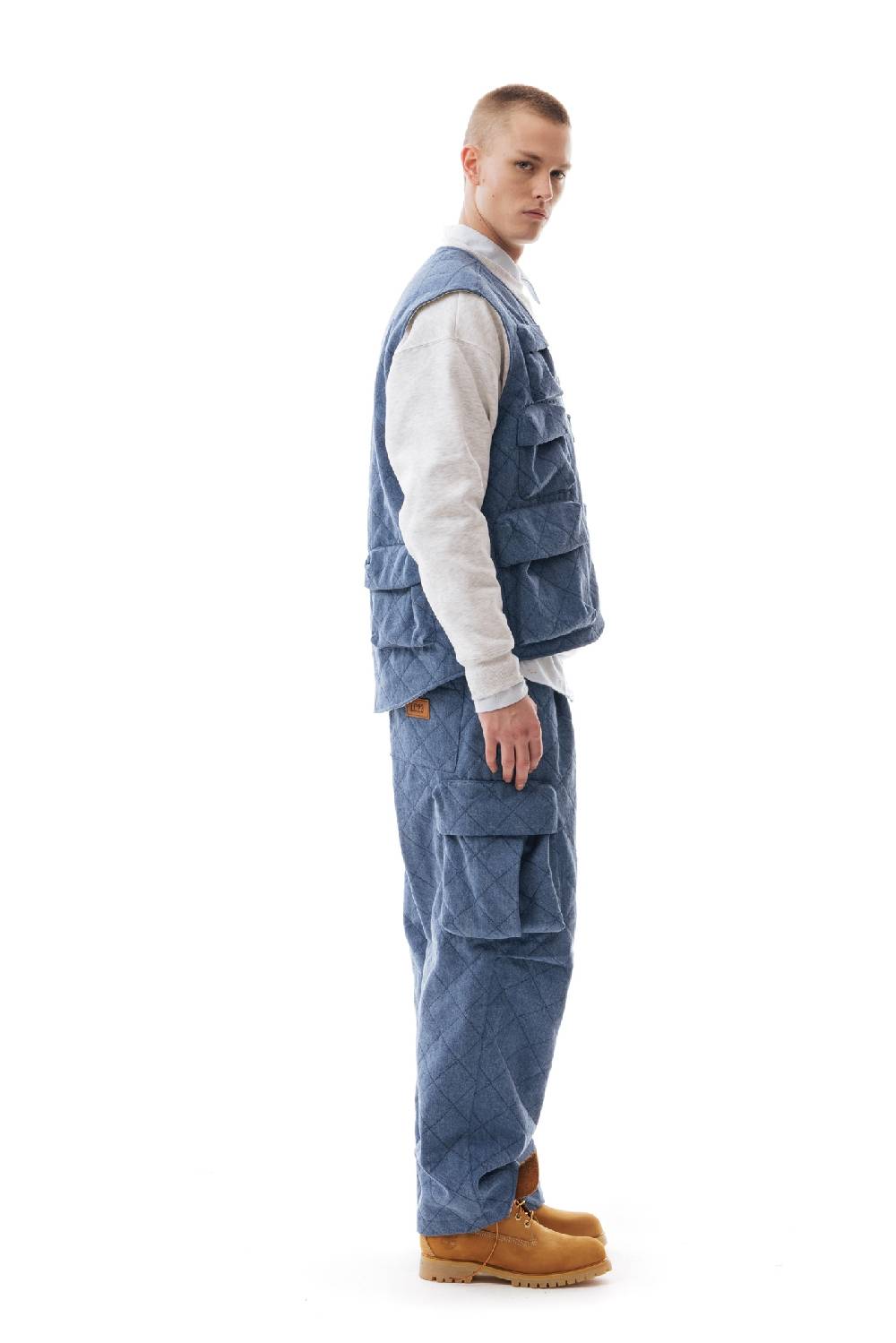 Lc23 Quilted Denim Multipocket Vest Promozione
