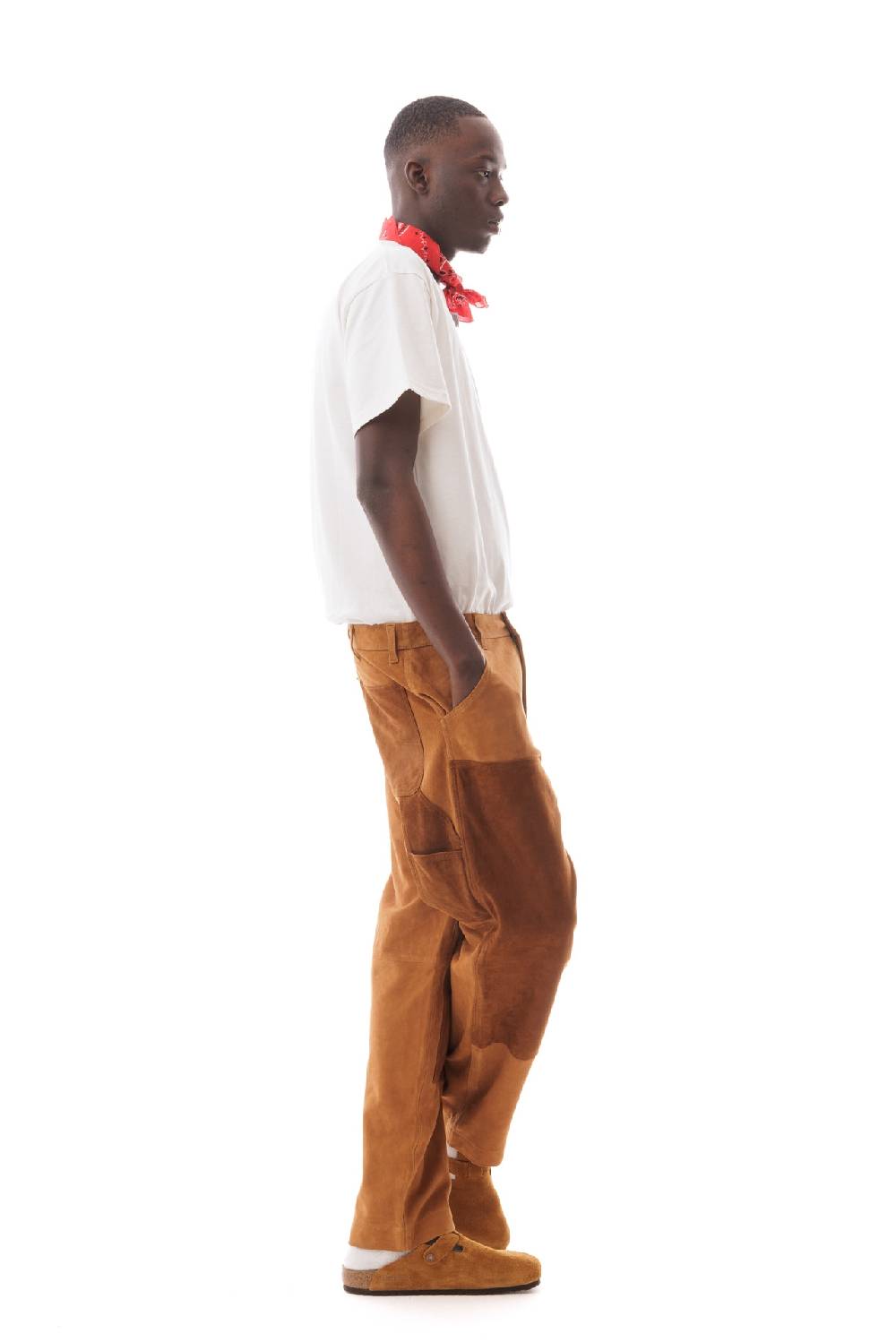 Lc23 Suede Work Trousers Camel Consegna Veloce