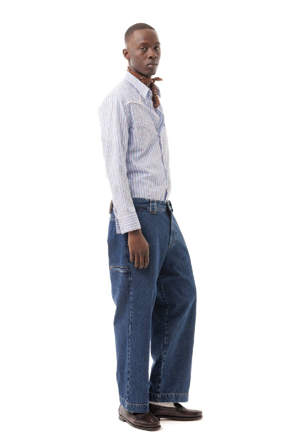Lc23 Stripes Western Shirt Blue-Brown Enormi sconti