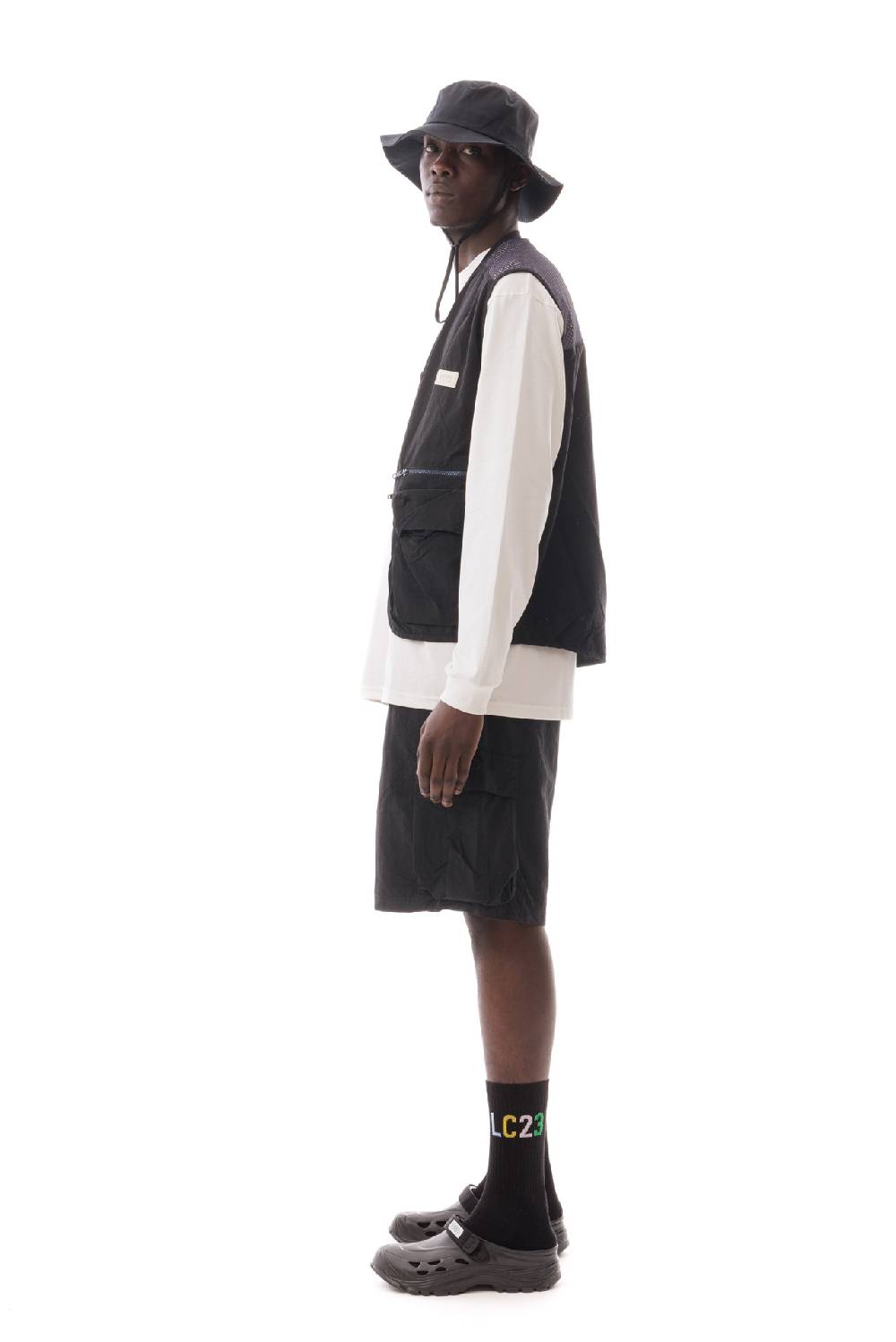 Lc23 Nylon Multipocket Vest Black Sconto
