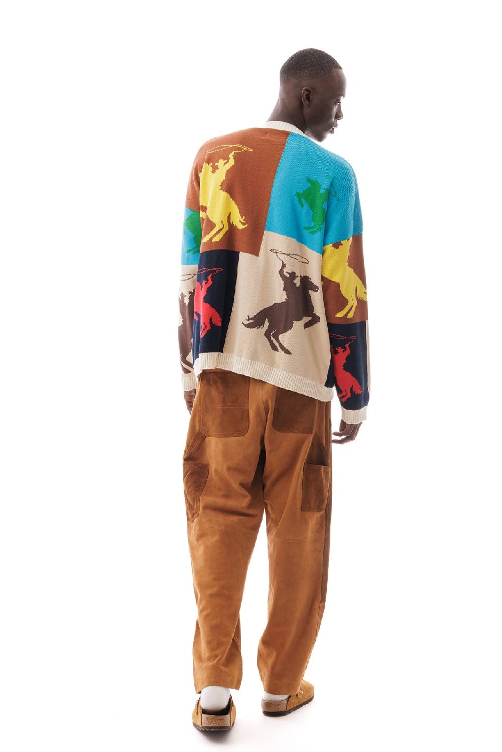 Lc23 Jaquard Patchwork Horses Sweater Nuovo