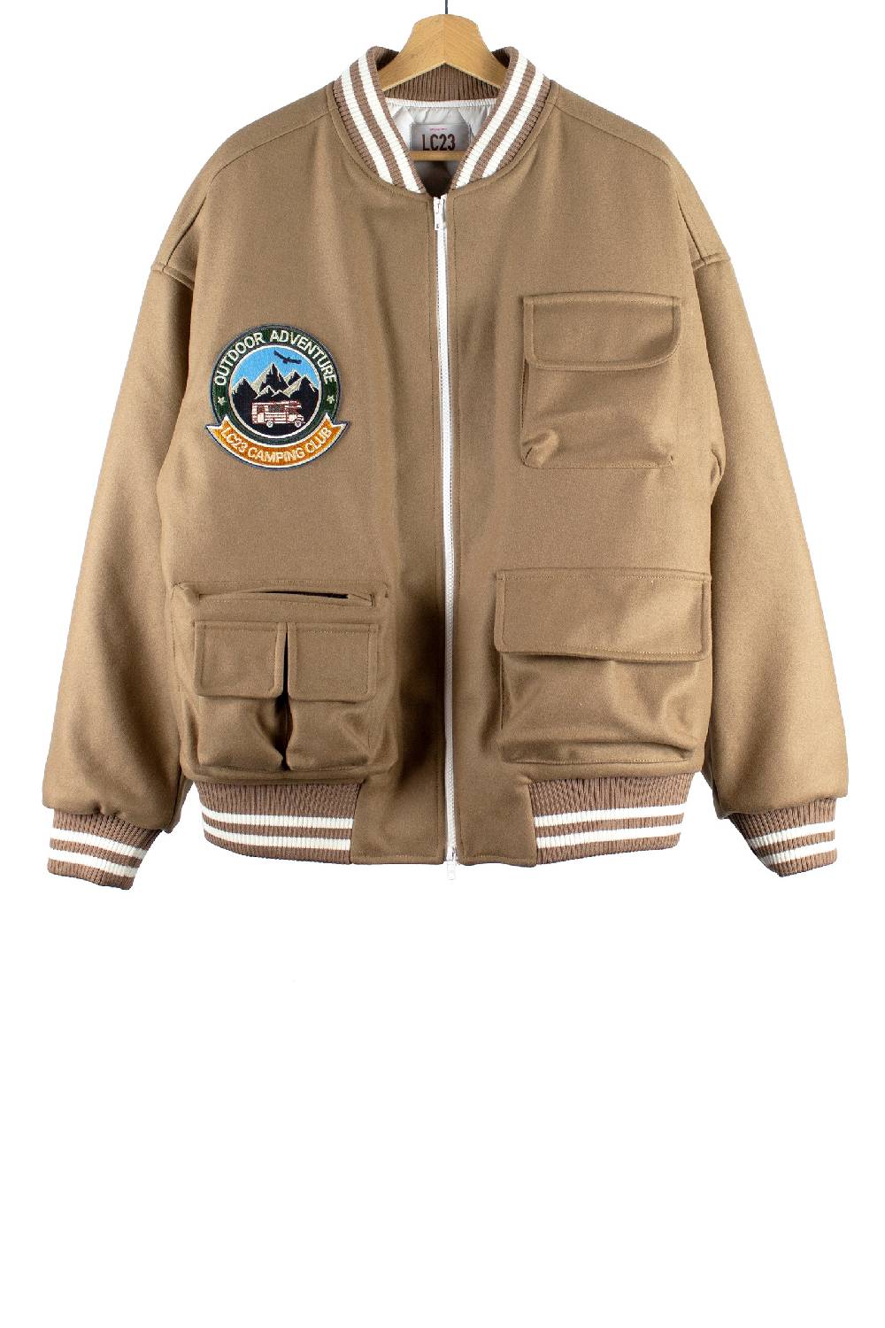 Lc23 Multipocket Varsity jacket Camel Consegna Veloce